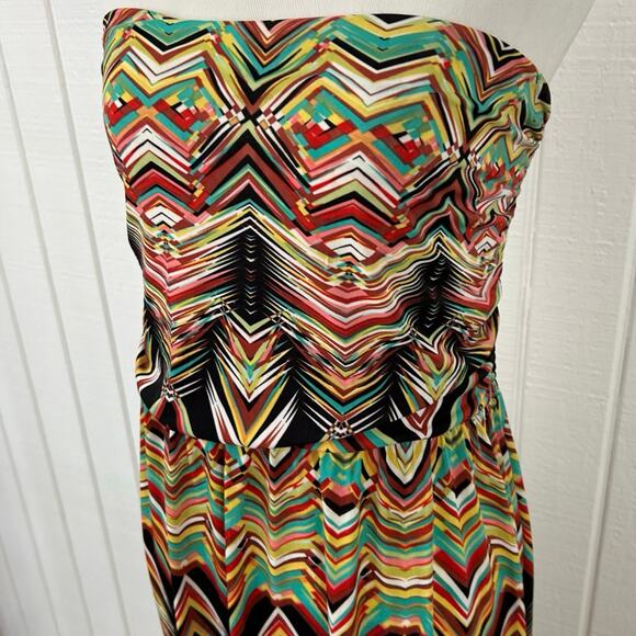 Mlle Gabrielle Women Strapless Maxi Dress Summer Vacation Boho Beachy Size Large - Picture 2 of 7